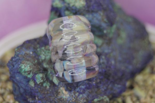 Textured Raku Frit Ribbed Barrel Focal Bead 1 - Image 4