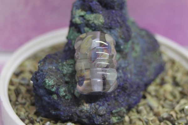 Textured Raku Frit Ribbed Barrel Focal Bead 1 - Image 5