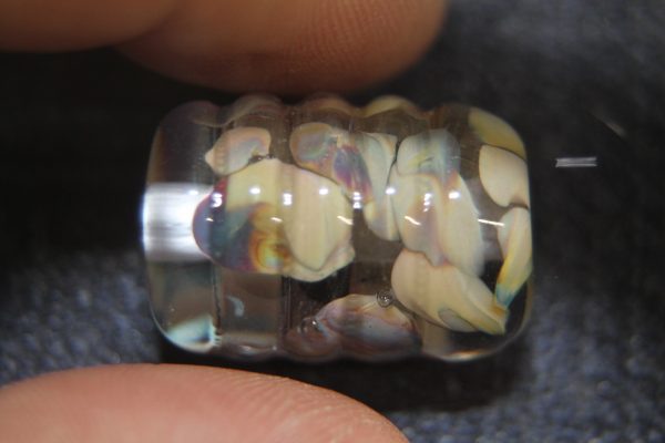 Textured Raku Frit Ribbed Barrel Focal Bead 1 - Image 7