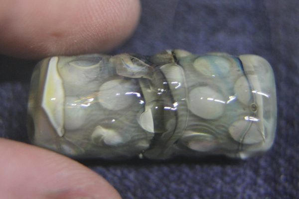Textured Raku Frit Bumpy Barrel Focal Bead - Image 2