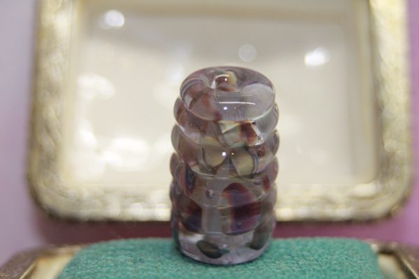 Textured Raku Frit Ribbed Barrel Focal Bead 2 - Image 3