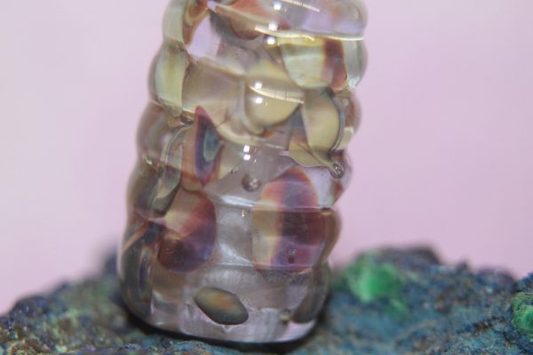 Textured Raku Frit Ribbed Barrel Focal Bead 2 - Image 4