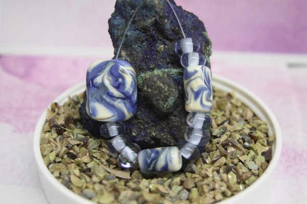 Blue and Ivory Swirl Bead Set - Image 4