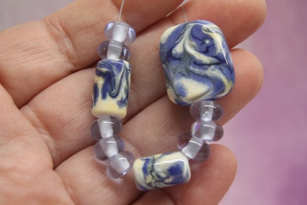 Blue and Ivory Swirl Bead Set - Image 6