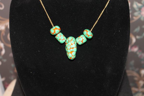 Bright Green Dots on Orange Base on a 24" chain - Image 5