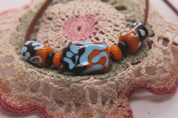 Black and Apricot Half-n-half with Sky Blue on a 24" cord - Image 6