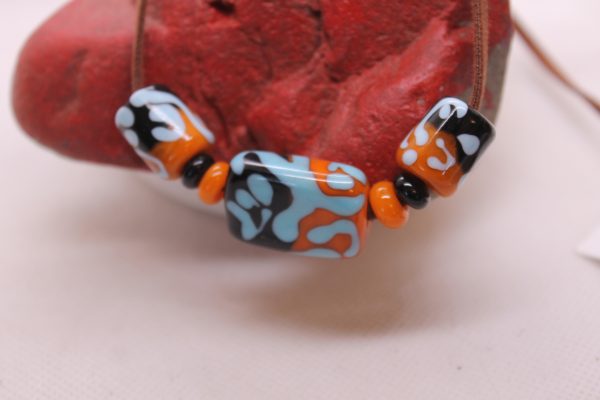 Black and Apricot Half-n-half with Sky Blue on a 24" cord - Image 7