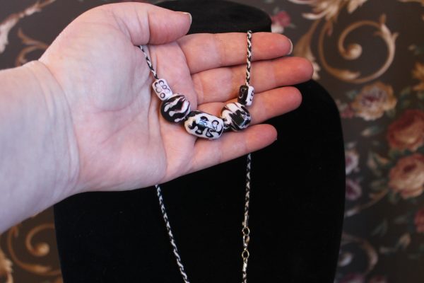 Half-n-Half Black and White with Dots and Swirls on a 24" braided cord - Image 3