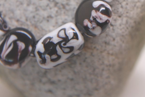 Half-n-Half Black and White with Dots and Swirls on a 24" braided cord