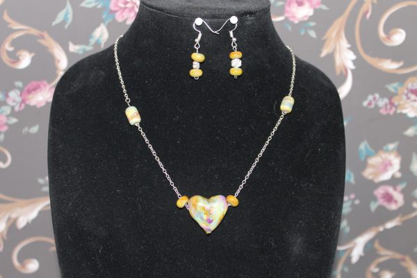 Heart Pendent with Accessory Beads on a 26" chain with matching earrings - Image 7