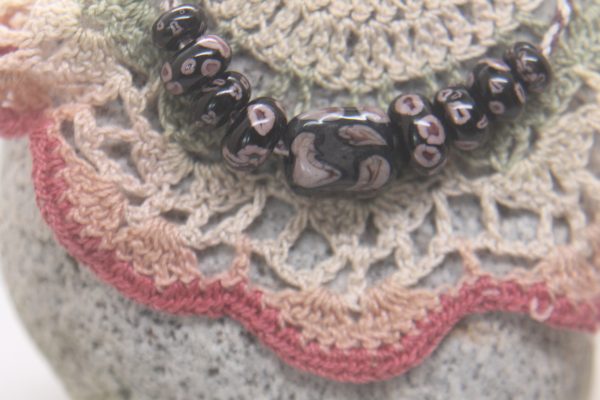 Black with Purple Puckers on a 26" cord with matching earrings - Image 3