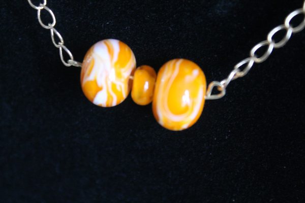 Orange/White and Orange/Yellow on a 24" chain with matching earrings - Image 2