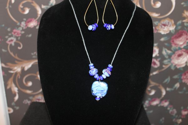 Blue, Blue and Blue on a 24" cord with matching earrings - Image 3